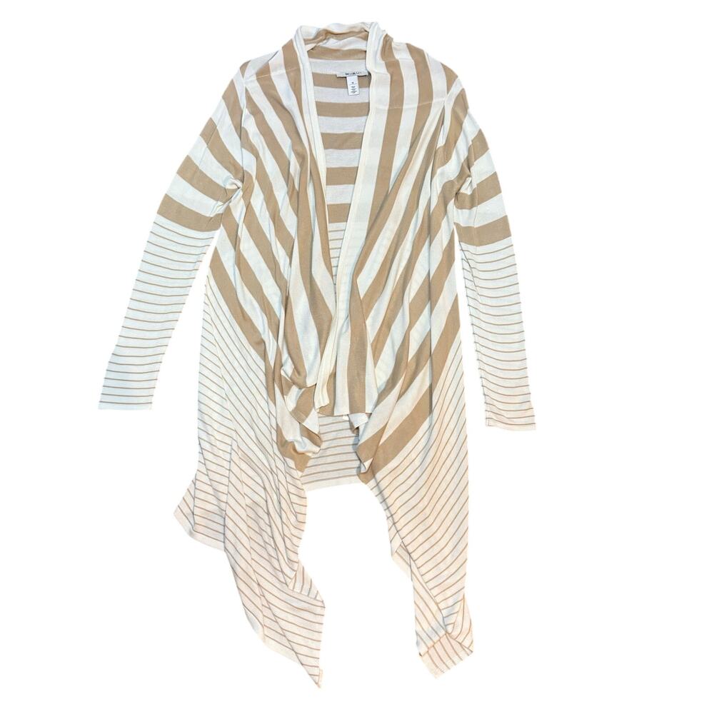White House Black Market Open Front Draped Striped Cardigan Medium